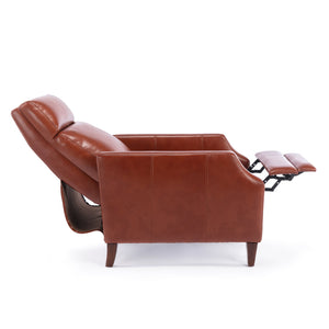 English Elm Biscoe Push Back Recliner Caramel Faux Leather Gel Mid-Century Comfort with Wood Legs, 18" Seat B050P281020