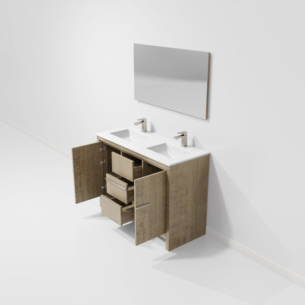 English Elm Rustic Acacia Double Bath Vanity 48"W X 20"D With Cultured Marble Top & Gun Metal Faucet Set Included B2731S01711-GIGA
