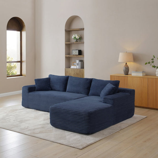 English Elm 105'' Modular Cloud Sectional Corduroy Deep Seat L-shape Couch for Living Room W1117S00414