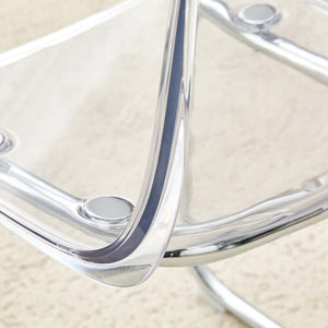 English Elm Transparent Polycarbonate Dining Chair Set of 4 with Arched Steel Frame Modern Style W2920P411151