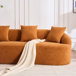 English Elm Boneless L-Shape Sectional Sofa with Curved Chaise Modern Modular Chenille Couch 30D Foam Comfort Lounge Elegance for Living Room Apartments Orange W2231S00009