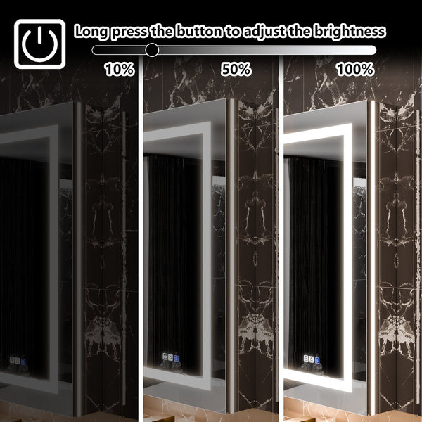 English Elm Smart Led Medicine Cabinet with Anti-fog Mirror Gfci Outlet Dimming Bathroom Storage W637P382875