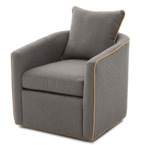English Elm Swivel Barrel Accent Chair Boucle Upholstered with 360 Base for Living Room Corners Light Grey N763P376127E