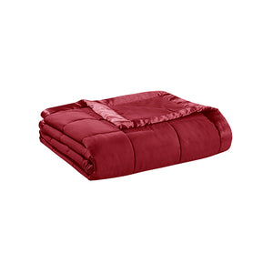 Madison Park Windom Casual Lightweight Down Alternative Blanket with Satin Trim MP51-8135 Burgundy