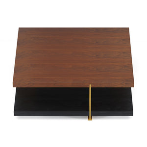 English Elm Classica Rectangle Wood Coffee Table – Elegant Walnut Finish With Stylish Black Metal Frame Design B341P321157