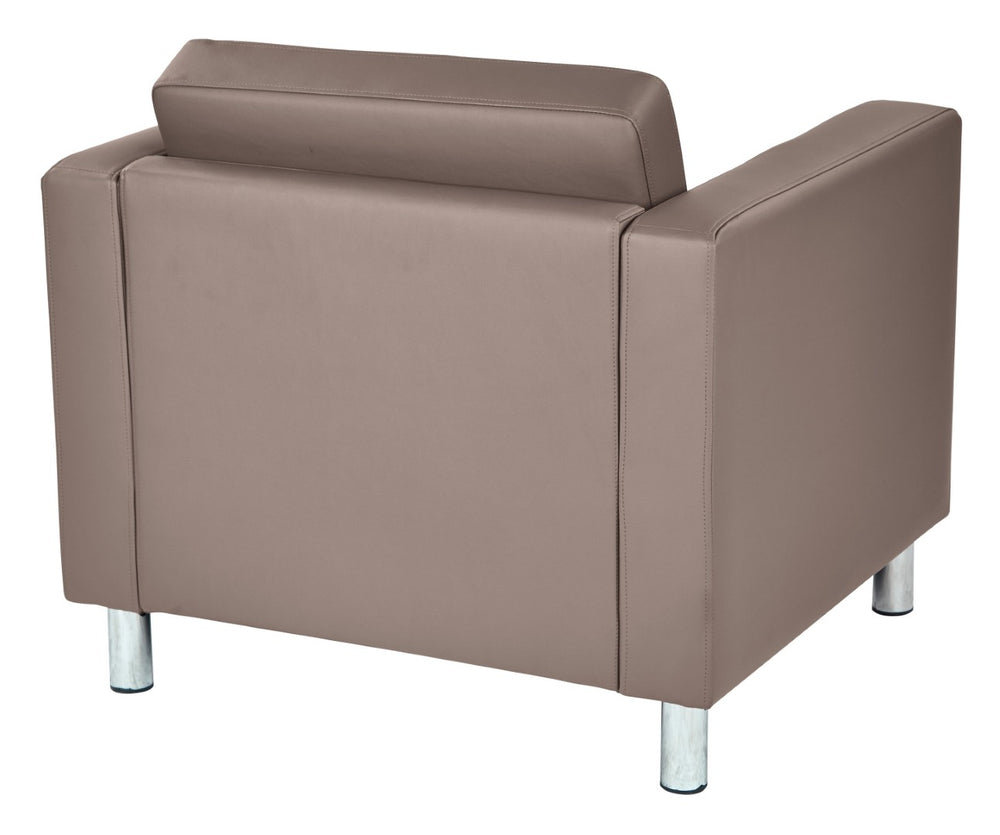 OSP Home Furnishings Pacific Club Armchair in Faux Leather with Chrome Legs for Modern Living Spaces Stratus PAC51-R103