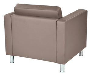 OSP Home Furnishings Pacific Club Armchair in Faux Leather with Chrome Legs for Modern Living Spaces Stratus PAC51-R103