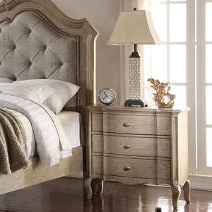 English Elm Antique Elegant 3-Drawer Nightstand with Dovetail Drawers, Felt-Lined Top, Full-Extension Glides taupe B062P215399