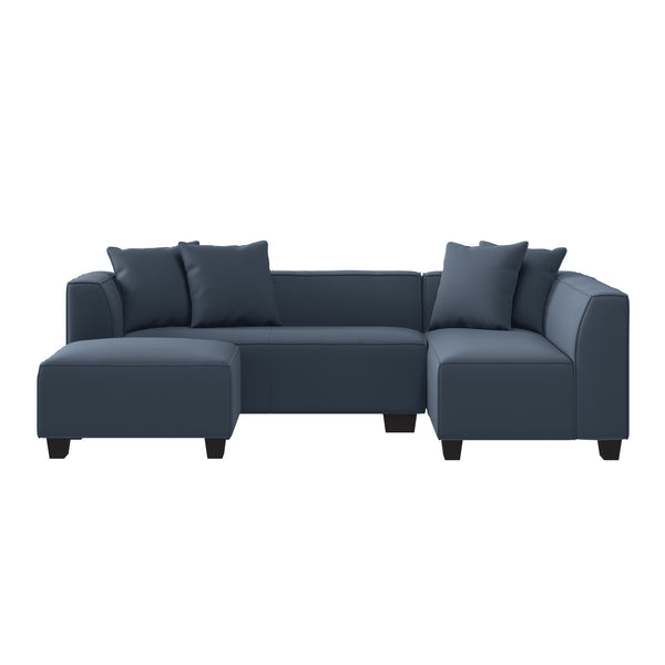 English Elm Marston Corduroy L-shape Sectional Sofa Deep Seating Six Seat Modern Living Room Navy Blue B127S00003