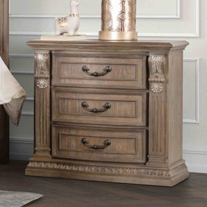English Elm Luxurious Weathered Oak Nightstand 31"W x 18"D x 30"H Vintage Curved Moldings Rustic Bedroom Charm B2741P406855