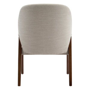 English Elm Modern Rubberwood Dining Chair Set Sculptural Curved Back Upholstered Seat Walnut Frame N768P391131B