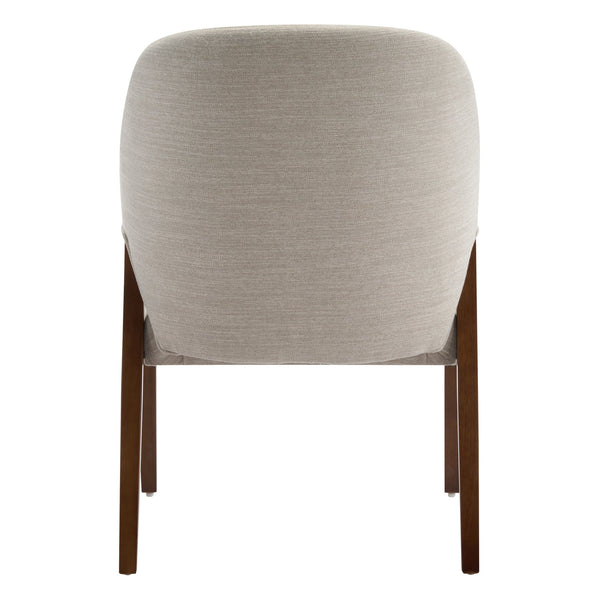 English Elm Modern Rubberwood Dining Chair Set Sculptural Curved Back Upholstered Seat Walnut Frame N768P391131B