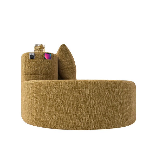 English Elm Modern Half Moon Chenille Sectional Three Seat Curved Sofa for Living Room or Apartment Mustard Yellow W395P435344