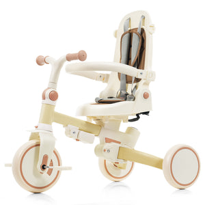English Elm 7 in 1 Convertible Toddler Trike Aluminum Foldable Push Bike with Canopy for Ages 1 to 6 Yellow N726P248345Y