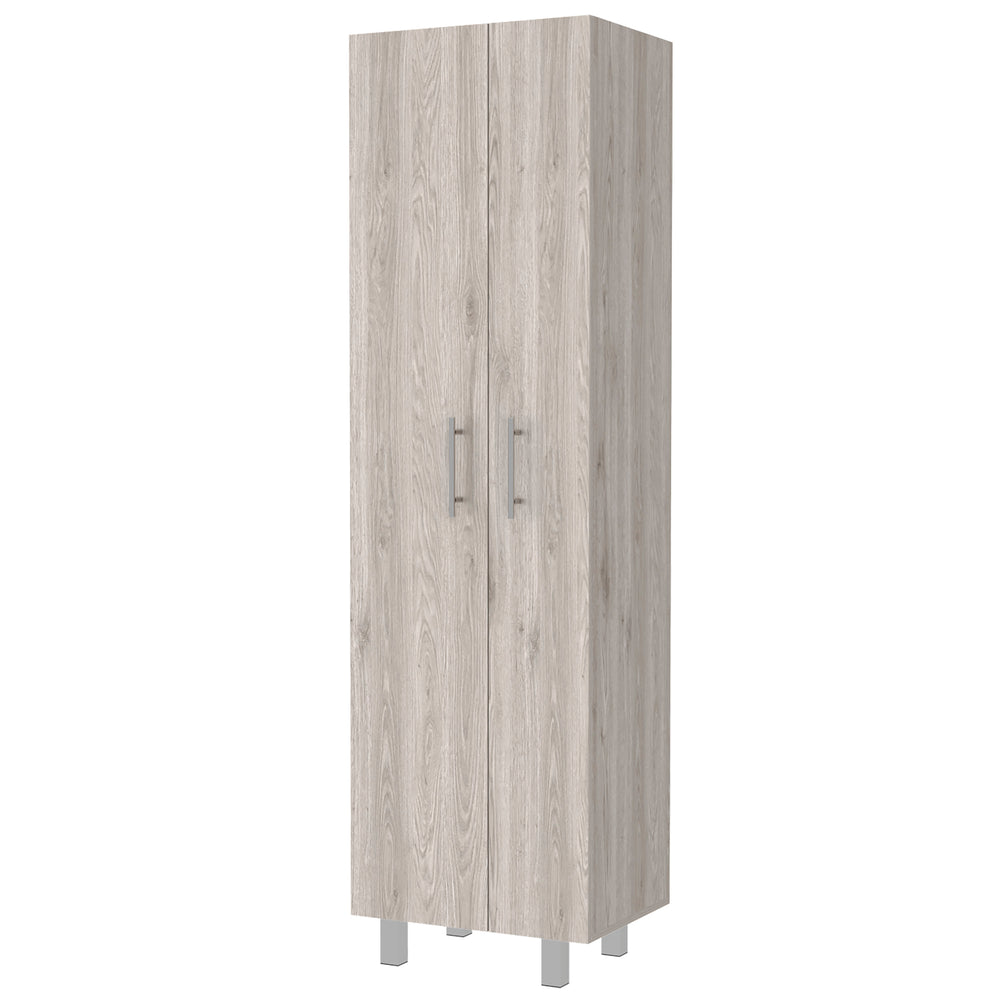 English Elm Norway Multicolor Broom Closet Pantry Wardrobe - 71.3" Tall, Five Shelves, Double Doors, Sturdy Legs B128S00106