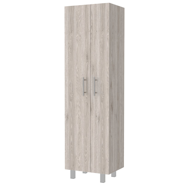 English Elm Norway Multicolor Broom Closet Pantry Wardrobe - 71.3" Tall, Five Shelves, Double Doors, Sturdy Legs B128S00106