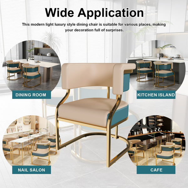 English Elm Modern Gold Iron Frame Pu Leather Armless Dining Chairs Ergonomic Cushioned Set W2699P430962