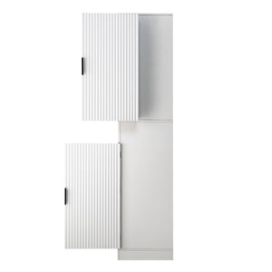 English Elm 72" Fluted Kitchen Pantry Cabinet with Anti-Tilt Stabilizers, Triple-Fold Hinges, Spice Door Racks and Deep Storage White W2917P294978