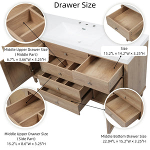 English Elm 60" Boutique Bathroom Vanity Rattan Doors Soft Close Drawers Smc Sink Pine Legs Natural Wood N817P397678N