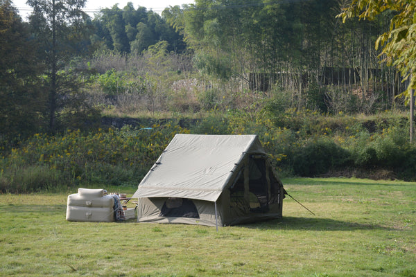 English Elm Inflatable Glamping Tent 4 Season Waterproof Air Beam Frame Shelter for 4 to 6 Persons Army Green W640P244860
