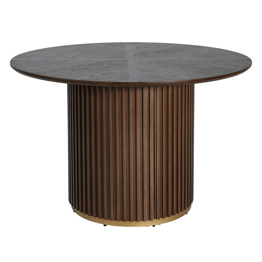 English Elm Christopher Knight Home® - 47.25" Round Pedestal Dining Table - Warm Walnut Finish, Stylish Seating For 4-5, Versatile Design N771P358147T_N771P358148T