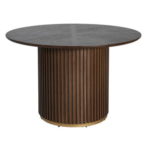 English Elm Christopher Knight Home® - 47.25" Round Pedestal Dining Table - Warm Walnut Finish, Stylish Seating For 4-5, Versatile Design N771P358147T_N771P358148T