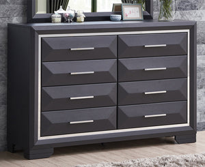 English Elm Liverpool King Bed with Bevel Panel Headboard, Matte Finish, Brushed Steel Accents & Storage Drawers Black 42 L x 62 W x 19 H B078P285485