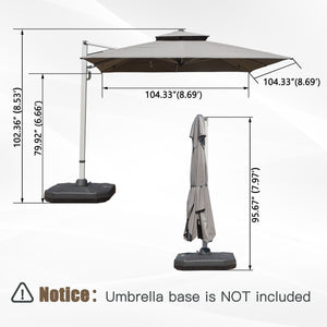 English Elm 9 9 ft Aluminum Cantilever Patio Umbrella with Tilt, Hydraulic Lift, UPF50+ Canopy, Rustproof Frame Gray W1859P337823