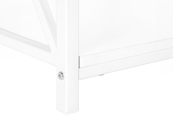 English Elm Accent 3-Tier Side Table with X-Frame Metal Base, Space-Saving End Table with Shelves for Living Room White 27 L x 20 W x 5 H B2710P219354