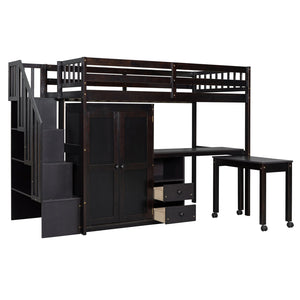 English Elm Queen Murphy Bed with Integrated Desk Cabinet Shelves Space Saving Studio Solution Espresso N708S00013P