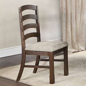 English Elm Set of 2 Padded Side Chairs Gray Fabric Upholstered Seats with Rustic Brown Wood Frame, Durable Elegance B016P323334