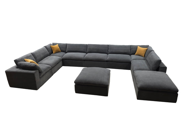 English Elm Coffee Bean Upholstered Modular Sectional with Toss Pillows for Modern Living Rooms B2748S00075