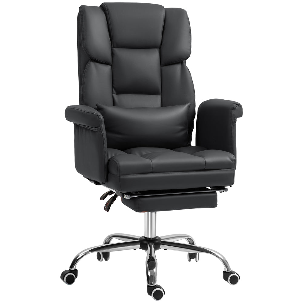 English Elm Homcom Ergonomic Executive Office Chair With Reclining Back, Footrest & Lumbar Support For Comfort W2225P250006