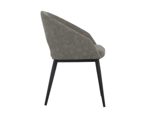 Sunpan THATCHER DINING ARMCHAIR - Stylish Faux Leather & Steel Frame for Modern Industrial Elegance Grey 102743
