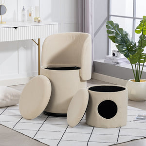 English Elm Stylish Barrel Swivel Accent Chair Upholstered Seat with Storage for Vanity or Dining W3248P424639