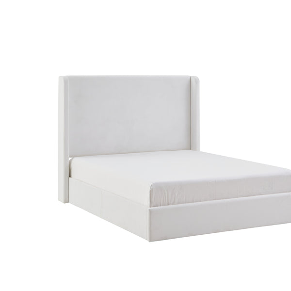 English Elm Carmen Boucle Upholstered Wingback Bed with 52.3" High Headboard, Modern Minimalist Platform Frame White B083P358537