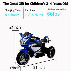 English Elm 6v Kids Ride on Motorcycle with Led Wheel Lights Mp3 Player and Easy Start for Toddlers W1760110306