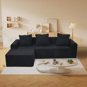 English Elm Convertible Modular Velvet Sectional Sofa Set Antique Black - CertiPUR-US Foam, Machine Washable Covers, Stain Resistant Comfort W3341P329088