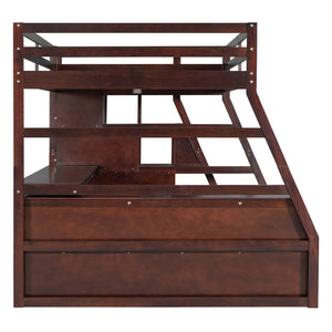 English Elm Full Size Kids Loft Bed with Integrated Desk Seven Drawers and Open Shelving Espresso LT000649AAP-3