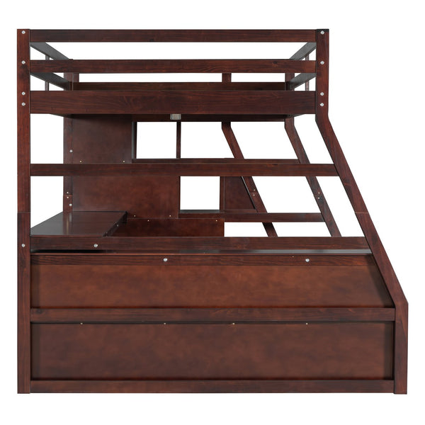 English Elm Full Size Kids Loft Bed with Integrated Desk Seven Drawers and Open Shelving Espresso LT000649AAP-3