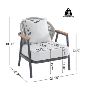 English Elm Christopher Knight Home® - Orla Outdoor Patio Rope Club Chair - Gray Frame & Cushion For Stylish Comfort And Durability N775P224519G