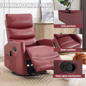 English Elm Heat Massage Rocker Swivel Recliner with Lumbar Relief and Tufted Fabric Lounge Chair W3224P321932
