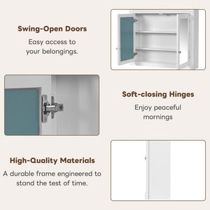 English Elm 36'' Wall Mounted Medicine Cabinet with Dual Mirrors Soft Close Doors Bathroom Storage White N710P371186K