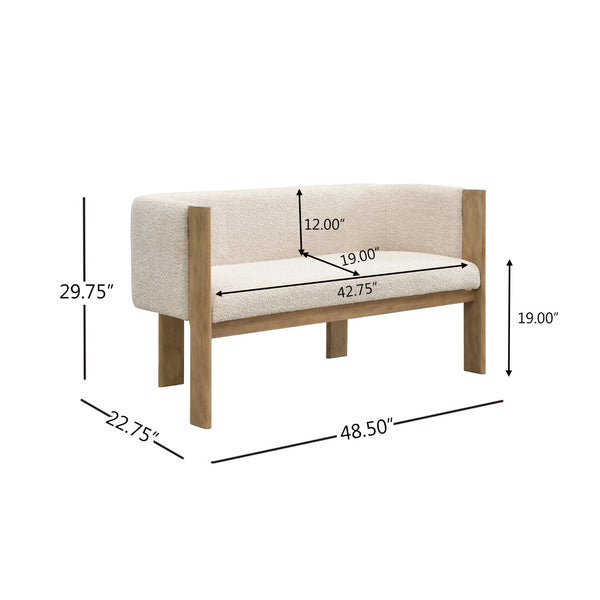 English Elm 48.5" Compact Track Arm Loveseat Rubberwood Frame Polyester Upholstery Studio Sofa Almond,Natural Ash N771P384798V