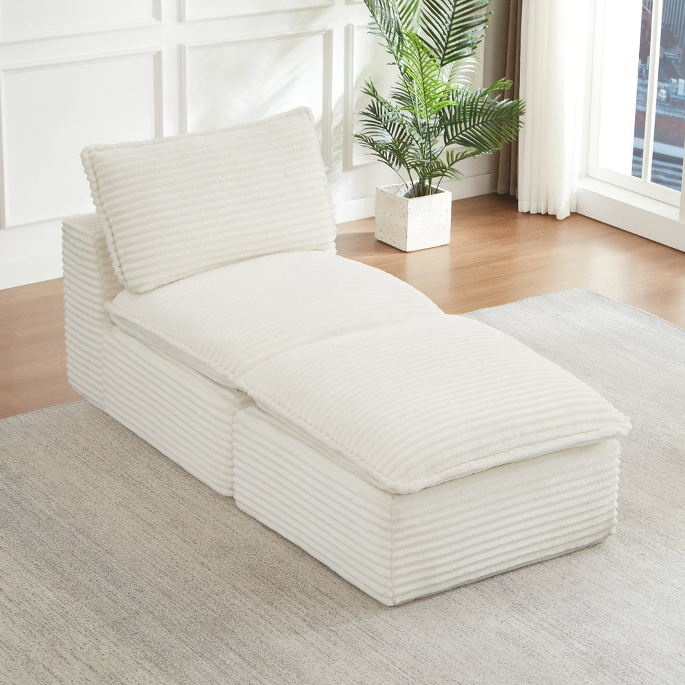 English Elm Cloud Corduroy Sectional Sofa Modular L Shape with Ottoman for Living Room W2339P400875
