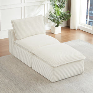English Elm Cloud Corduroy Sectional Sofa Modular L Shape with Ottoman for Living Room W2339P379604