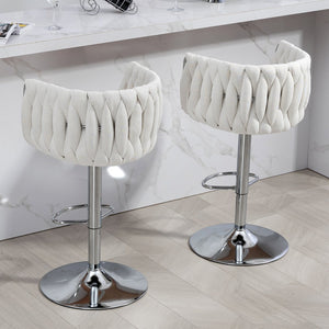 English Elm 360° Swivel Bar Stools Set of 2 with High-Rebound Cushions, Adjustable Counter Height, Sleek Chrome Frame for Kitchen Island and Cafe Seating Beige W2215P184992