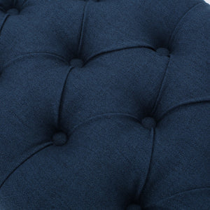 English Elm Hilton Tufted Upholstered Bench Ottoman with Diamond Stitching and Vintage Curved Legs 54743.00DBL