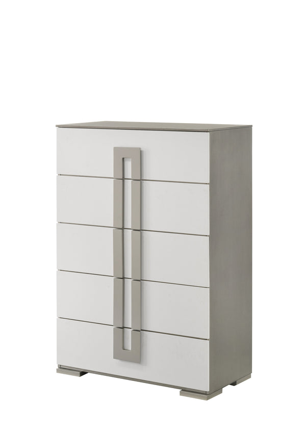 English Elm Olivia 5-Drawer Chest In Semi-Gloss White - Modern Storage Solution For Elegant Bedrooms & More B009P241739