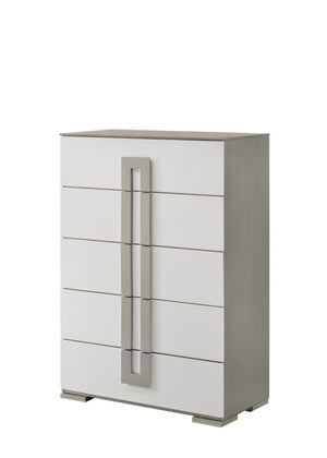 English Elm Olivia Contemporary 5-Piece King Bedroom Set With Led Headboard, White Finish & Ample Storage B009S01380